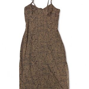 SHEIN Brown and Black Spotted Midi Dress